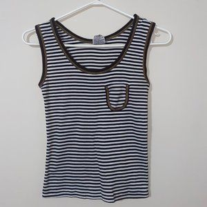 Vintage Brown, Black and White Striped Tank